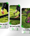 Image of 3 Inch Garden Edging Border Kit With 50 Feet Of Plastic Edging And 75 Spikes, demonstrating no dig landscape installation