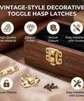 Bulk 100 Set Iron Toggle Hasp Latches With Screws For Jewelry Boxes Wood Cabinets And Storage Projects Yellow Heavy Duty Hardware Upgrade on wooden box.
