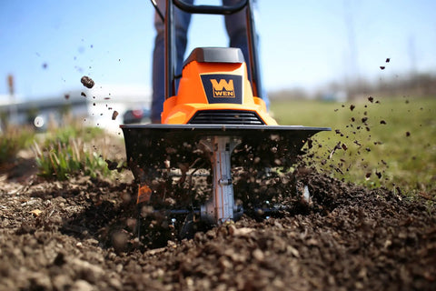 Electric Tiller And Cultivator With 14 Inch Till Width And Powerful 10 Amp Motor For Easy Garden Prep in action