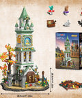 Epic Clock Tower Building Set With Light 1566 Pieces Mega Medieval Castle Kit, tall four-story model with decorative elements.