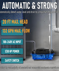 High Capacity Condensate Pump for HVAC With 20 Foot Lift and Tubing, 132 GPH at 0.033 HP, 115V Or 230V