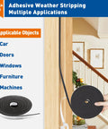 MAGZO weather-stripping tape, black adhesive foam; 1/2 in wide x 1/8 in thick, 3 rolls (50 ft total) for doors and windows.