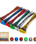 Lit 120 Piece LED Diode Light Kit with 6 colors, 12V 5mm lights, 7.9 inch UL wire, pre-wired copper leads, color-coded wires
