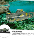 Remote Control Submarine Toy Boat With Rechargeable Battery Dive And Rotate Function Dark Green Military Style Mini RC Submarine