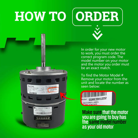 Remanufactured Blower Motor Ecm X13 3/4 Hp shown from the side with model number label for installation guidance.