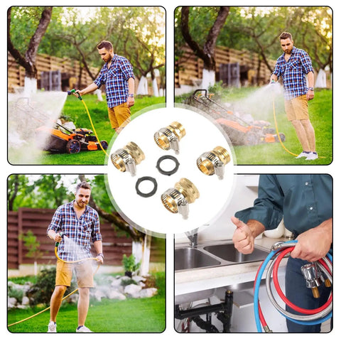 Heavy Duty Garden Hose Repair Kit With Solid Brass Coupler And Double Clamps For Fixing Leaks Fast no more plastic fittings, 3/4 inch