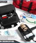 Open IFAK Buddy Tactical First Aid Kit With Rip Away Molle Pouch showing organized medical supplies for emergencies