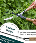 Heavy Duty Garden Hedge Shears 19.88 Inch Reach With Wooden Handles And Pro-Grade Carbon Steel Blades in use on bush