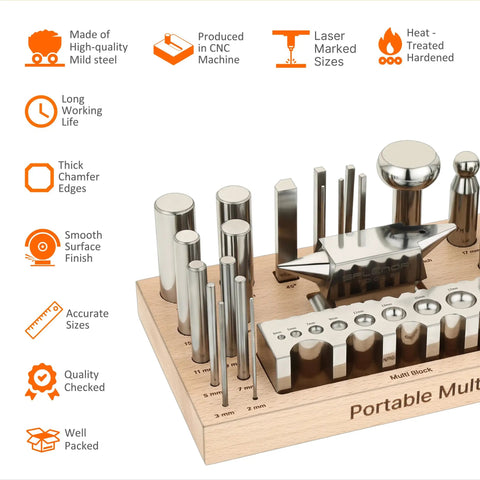 Portable All In One Metal Forming Kit For Jewelry Making With Master Forming Block Dapping Punch Set Swage Punch Set Anvil Doming Block