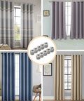 50 Pack Curtain Grommets 40mm Inner Diameter Plastic Silver Drapery Rings For Shower Curtains shown in various styles
