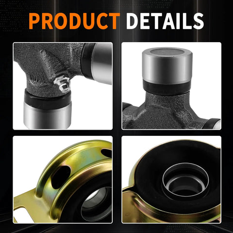 Rock Solid Performance Drive Shaft Center Support Bearing and Heavy Duty U Joint Kit showing product details and components.