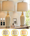 Two USB Touch Dimmable Ceramic Table Lamps Set Of 2 For Living Room Or Bedroom, 3-Way Brightness With Tap Control, includes bulbs