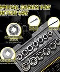 15 Piece Bolt Extractor Socket Set Built Like A Beast For Heavy Duty Nut Removal, Impact Rated Stripped Bolt Remover, kit visible