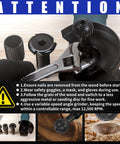 Three-piece wood grinding ball gouge burr set with 5/8-11 threads for 4.5–5 inch angle grinders; carbide steel rotary burrs.