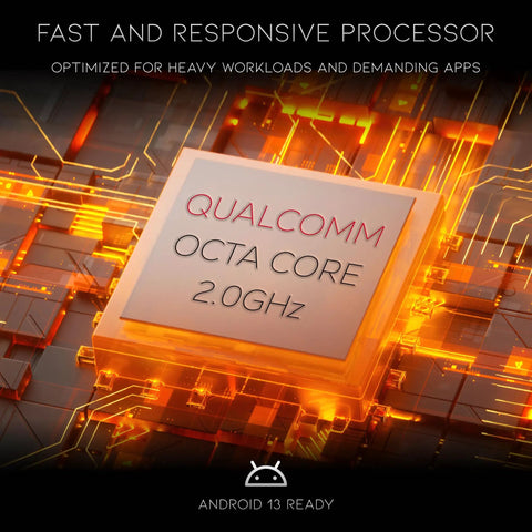 Qualcomm octa-core 2.0GHz processor, optimized for heavy workloads and demanding apps, Android 13 ready