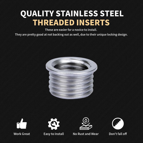 Quality stainless steel threaded inserts from M12X1.5 Thread Repair Kit With Stainless Steel Inserts For Stronger Threads Includes Drill Tap Counterbore Install Driver And Ten Inserts In A Custom EVA Case For Quick Easy Repairs