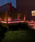 Neon Smart Indoor Outdoor Multi Color LED Light Strip 5M 16 Feet Waterproof RGB Tape with App Control lit on patio.