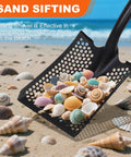 Detachable Sand Sifter Shovel With 45 Inch Fiberglass Handle And D Grip For Go To Beach Cleanup, sifting seashells on sand