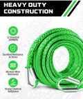 Daydoor 14 Inch X 50 Feet Green Synthetic Winch Rope Extension For Light Duty Atv And Utv Recovery With 10000 Lbs Load Rating, detailed view of braided rope.