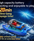 High Speed RC Boat For Pool And Lake With 2.4Ghz Remote 120 Minutes Playtime LED Lights and vibrant design in splash.