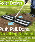 Heavy Duty Lawn Leveling Rake With Aluminum Rollers 40x10 Inch Adjustable Handle 27 To 80 Inch Stainless Steel Ground Leveler