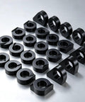 20 Pack 3/8 Inch Black Cable Railing Angle Washers T316 Marine Grade Stainless Steel view with angled supports on a metallic surface.