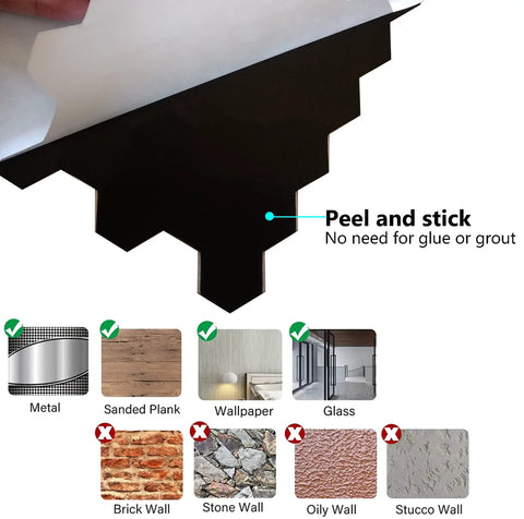 Metal Peel And Stick Backsplash Tiles 10 Sheets Aluminum Hexagon Mosaic Sticker for Kitchen Walls Frosted 3D Texture Dark Blue easy to apply