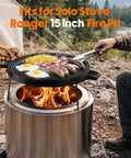 Cast Iron Griddle Pan For Solo Stove Ranger Fire Pit 14 Inch Cooking Surface Double Sided Reversible Grill With Detachable Legs