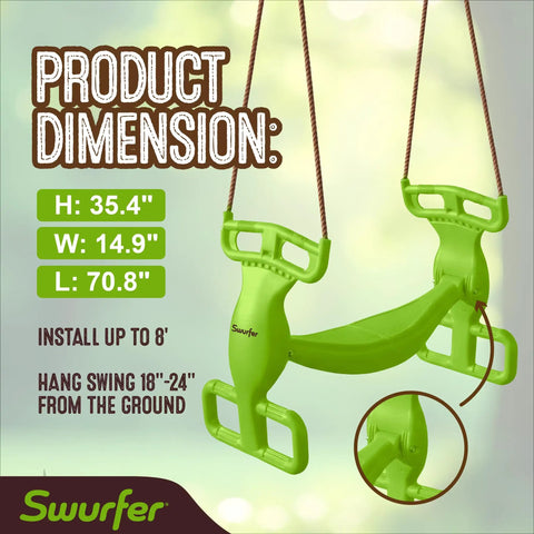 Double Rider Glider Swing For Kids Backyard Dual Swingset Accessory Back To Back Outdoor Swing For Playsets Green Dimensions