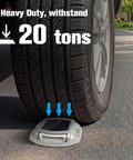 Car tire driving over a 12 Pack Solar LED Driveway Lights Two Color Options White Or Blue For Driveway Sidewalk Pathway Waterproof Outdoor Lighting