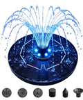 Solar Bird Bath Fountain With LED Lights And Battery Backup No Fuss Floating 6.3 Inch Pump For Pond Garden And Outdoor Decor 9V2W Panel 5 Nozzles Powerful Water Spray Works On Cloudy Days