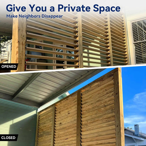 Outdoor Louvers Bracket Kit For Blinds And Shutters, Deck Sunblind Hardware Set To Angle Louvers, Regulate Sun And Privacy On 48 Inch Wide Deck, Each Set Holds Up To 11 Boards