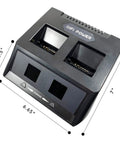2 In 1 Fast Drone Battery Balance Charger For Yuneec H520E And H3 Batteries And Transmitter showing dimensions and pin slots.