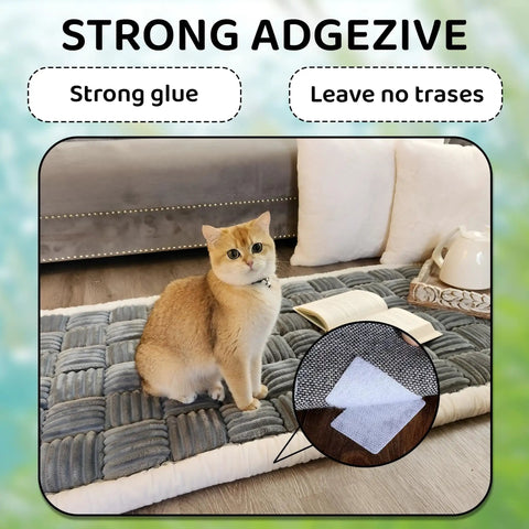 Slick White Hook And Loop Tape With Hella Strong Self Adhesive Backing For No Fuss Quick Fixes Carpet Nets And Craft Projects That Totally Stay Put with a cat on a carpet.