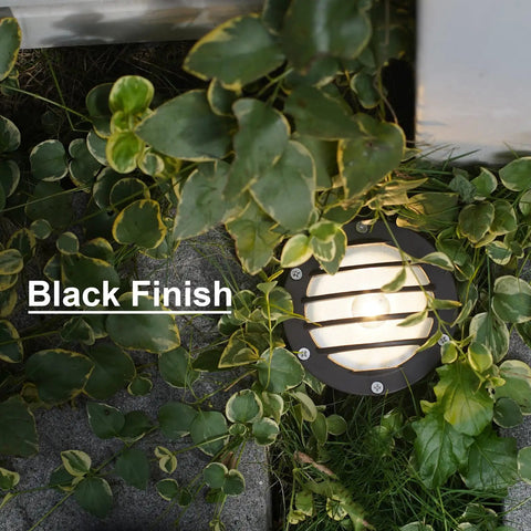 Low Voltage Landscape Well Lights 4 Pack 4W LED Pathway Lighting 200 Lumens 2800K Warm White Durable Metal In-Ground Outdoor Lights With Cable Connectors Easy Install For Gardens Yards And Walkways black finish light installed in garden