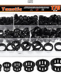 All-Purpose Cable Snap Bushing Kit 170-Piece Set In Six Sizes From 5/16 To 1 Inch Black Nylon Grommets in case