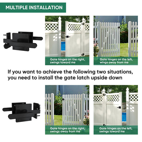 Heavy Duty Gate Latch With Dual Sided Handles For Right Inswing Gates Self Locking Swing Gate Hardware for multiple installations