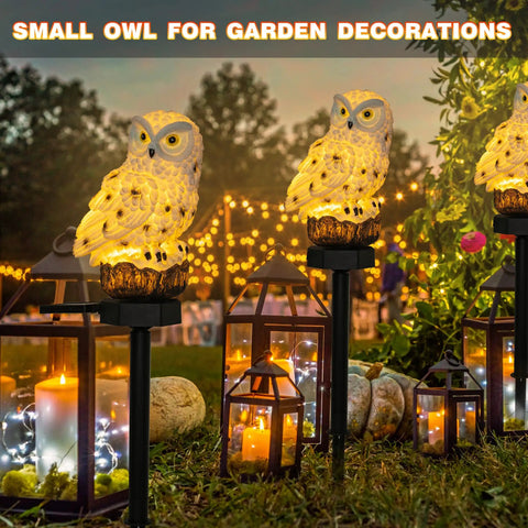 Owl Figure Solar LED Lights 2 Pack Garden Decor with Stakes Battery Free Outdoor Yard Pathway Lighting for Patio and Lawn