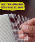 Close-up of Fiberglass Drywall Repair Tape 6 Inch By 75 Foot Heavy Duty Self Adhesive Patch showing fiberglass mesh texture
