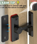 Barn Door Lock Latch With 90 180 Degree Flip For Sliding Doors Built To Last Zinc Alloy Security Lock For Garage Bedroom And Cabinet Black Finish Easy Install 1 Piece with installation guide and spacer dimensions