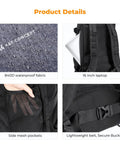 30L Camera Backpack With Rain Cover And 16 Inch Laptop Compartment Built For Travel, showing waterproof fabric and side mesh pockets