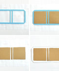 9 Piece Bookbinding And Scrapbooking Tool Kit For Beginners With Stencil Templates And Cutter Guides, two brown cardboard pieces.