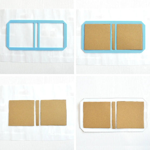 9 Piece Bookbinding And Scrapbooking Tool Kit For Beginners With Stencil Templates And Cutter Guides, two brown cardboard pieces.