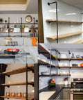Industrial Black Pipe Shelf Kit 5 Tier Open Wall And Ceiling Mounted Bookshelf for home kitchen office decor.