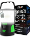 Beast Mode 2000 Lumen Camping Lantern With All Day Battery Life And 360 Degree Light Control for tents next to packaging box