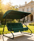 Weatherproof Replacement Canopy For Outdoor Swing Chairs Built To Last Waterproof 3-Seater Patio Swing Cover in garden setting