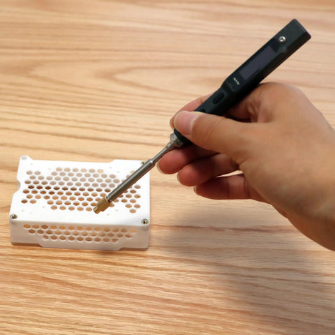 Using the Heat Set Insert Tool Kit With Brass Knurled Nut Adapters For Pine64 TS100 TS101 936 Soldering Iron on 3D printed part