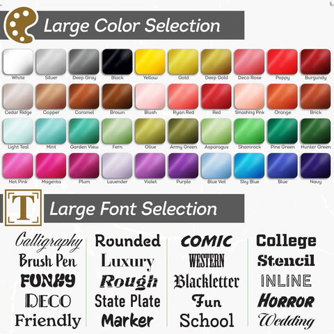 Color and font options for Custom Mini License Plate 3X6 Inch Metal For Bikes ATV Kids Cars Kids Bike Golf Carts Wagons And Key Rings