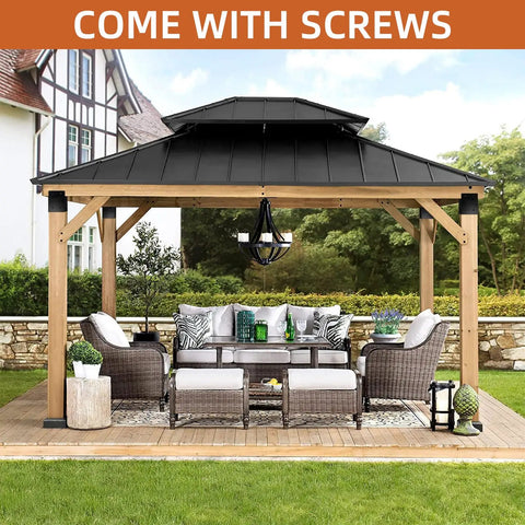 Rugged Heavy Duty 2x4 Pergola Brackets Set With Privacy Wall And Post Rafter Connectors Steel Frame With Black Powder Coat Includes Screws Built For DIY Pergolas Deck Railing 8 Pieces