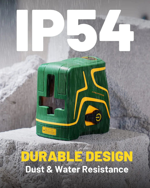 X2 Self Leveling Laser Level With 2.2Ah Rechargeable Battery, 197ft Range, Outdoor Pulse Mode, Green Beams, Dual Modules, Cross Line